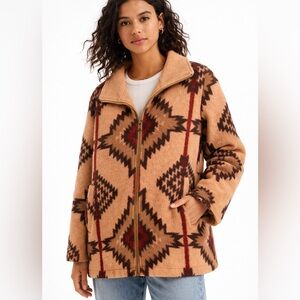 Pendleton Southwest Wool Coat Jacket Aztec Tribal Print Western Boho XS/S